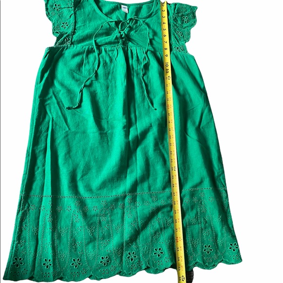 Old Navy Medium Green Linen Eyelet Dress - Picture 4 of 11